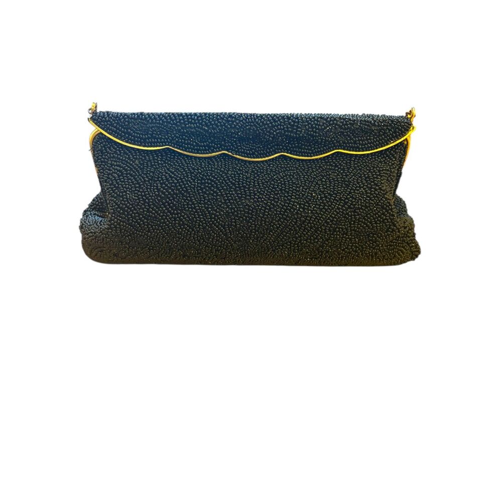 Vintage Black Beaded Clutch Mary Associates France